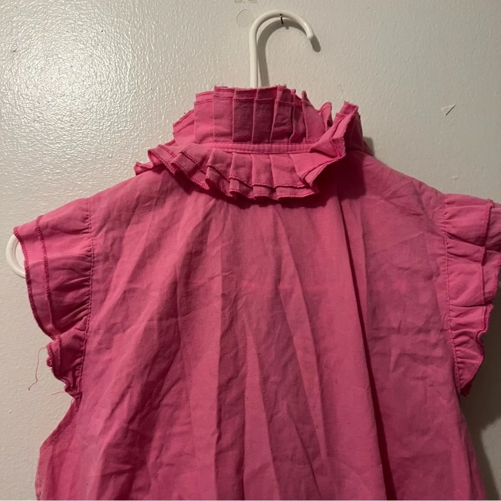 Buttons Pink Ruffled Top - Picture 6 of 9